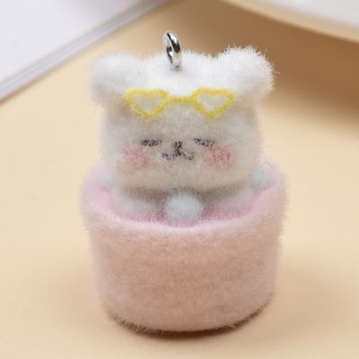 Resin Flocking Cute Three-dimensional Cat Keychain Pendant Car Key Chain Pendant Bag Pendant