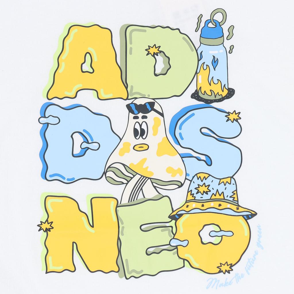 Adidas Neo Alphabet Cartoon Print Round Neck Casual T-Shirt Men Tops White HS6806