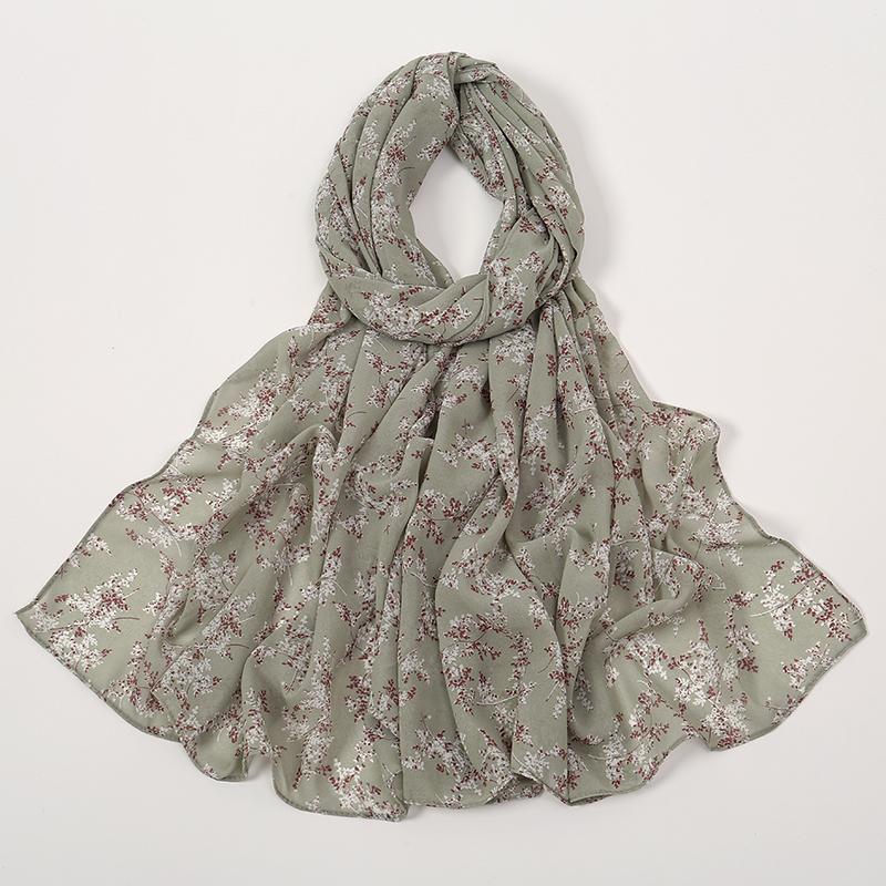 Modischer Blumenmuster Chiffon Schal Für Muslimische Frauen Chiffon Hijab Mode Damen Elegante Lange Schals Wickeltücher Fabrik