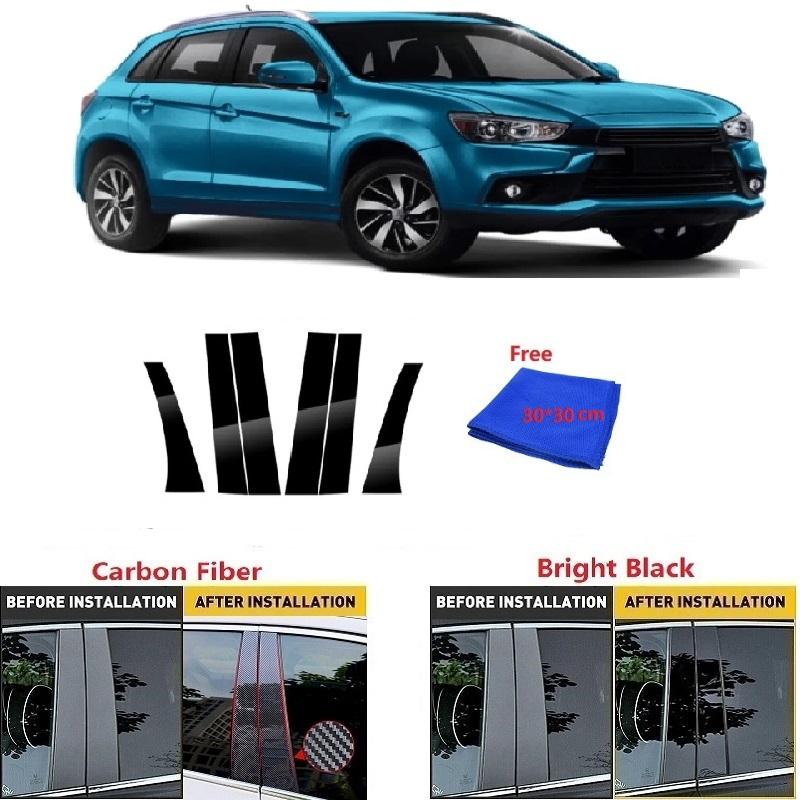 

6 шт., полированные стойки из углеродного волокна, подходят для Mitsubishi ASX 2011-обшивка окна, колонка BC