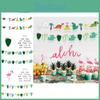 Adorable Hawaiian Theme Flamingo And Dinosaur Paper Garland For Children's Festivities