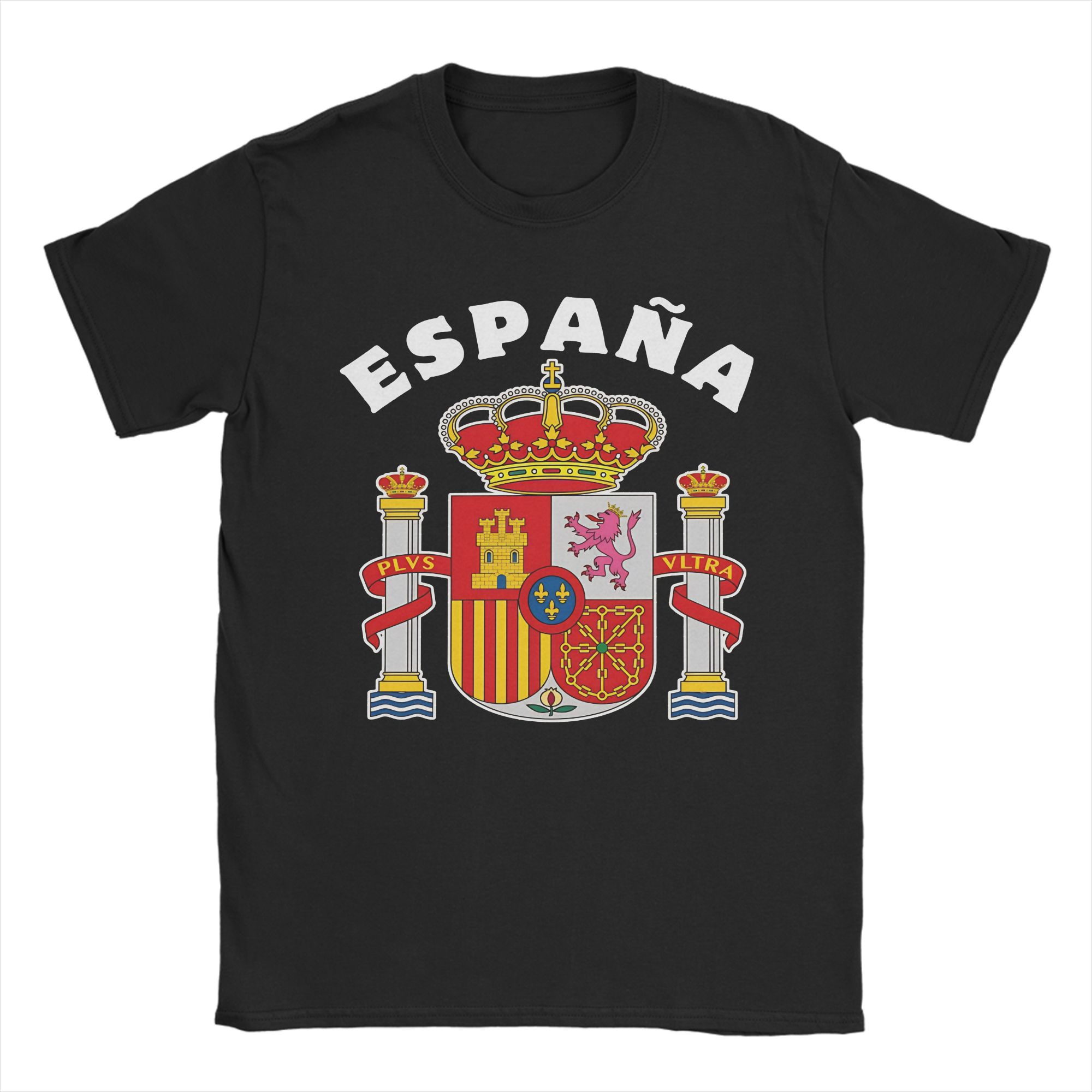 

Novelty The coat of arms of Spain T-Shirts Men Round Collar Cotton T Shirts Short Sleeve Tee Shirt 4XL 5XL 6XL Tops S разноцветный