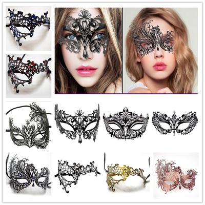 Halloween kostýmní párty šaty princezna maska ​​Benátská kovová polomaska ​​z drahokamu