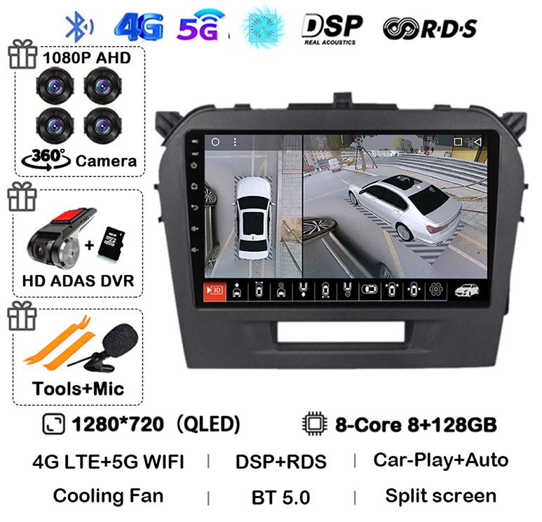 Android 14 Carplay Auto WIFI+4G For Suzuki Vitara 4 2017 2018 2019 2020 2021 2022 Car Radio Stereo Multimedia GPS Video Player