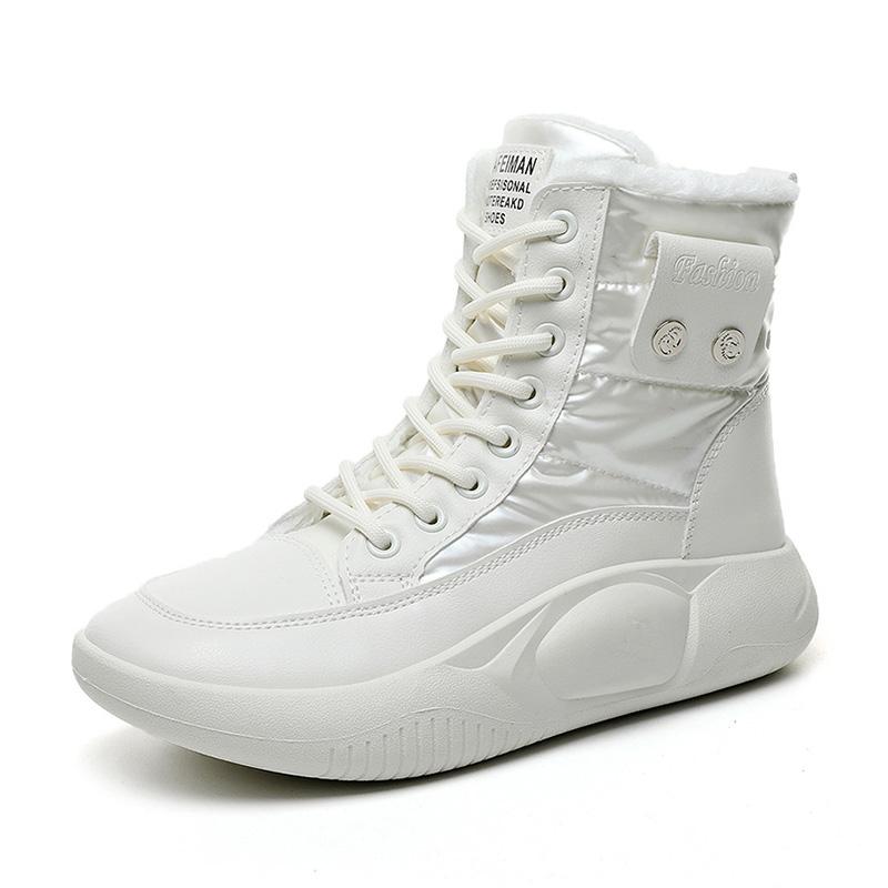 

Женские модные теплые зимние ботинки, повседневная обувь с высоким берцем, размер 35–40 37 белый