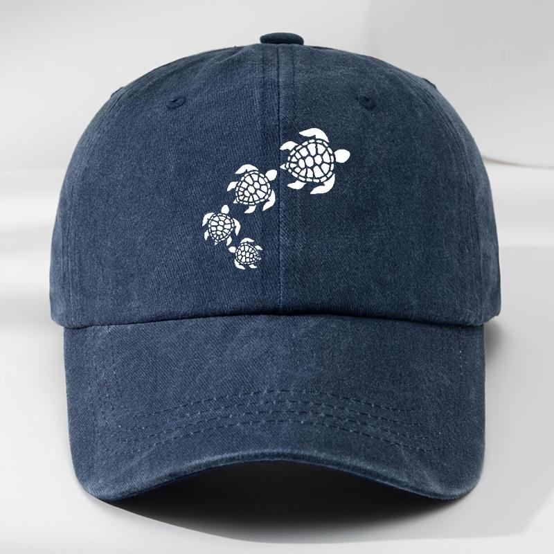 Fun cartoon turtle print baseball cap for outdoor men's leisure sports, moisture wicking duckbill cap, retro sun hat