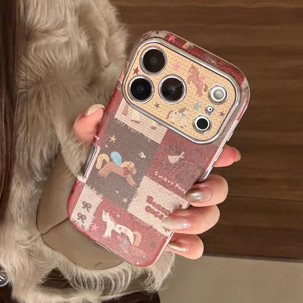 Retro New Year Pony Case for IPhone 17 Pro Max, Apple 16, Leather Phone Case, Multiple Sizes