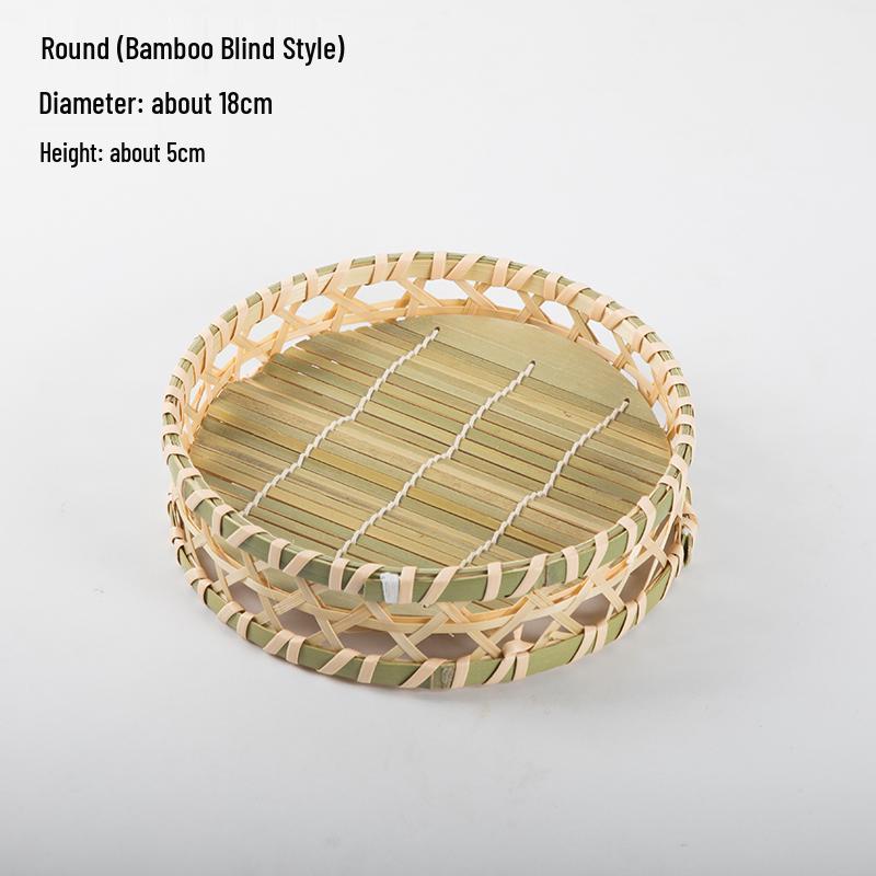 Handmade Bamboo Weaving Sieve Basket Storage and Snack Plate Set