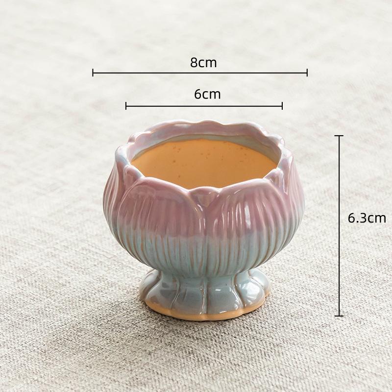 Creative Ceramic Flowerpot Petal-Rim / Lotus Shape Succulent Planter Desktop Ornament for Home Garden Decor