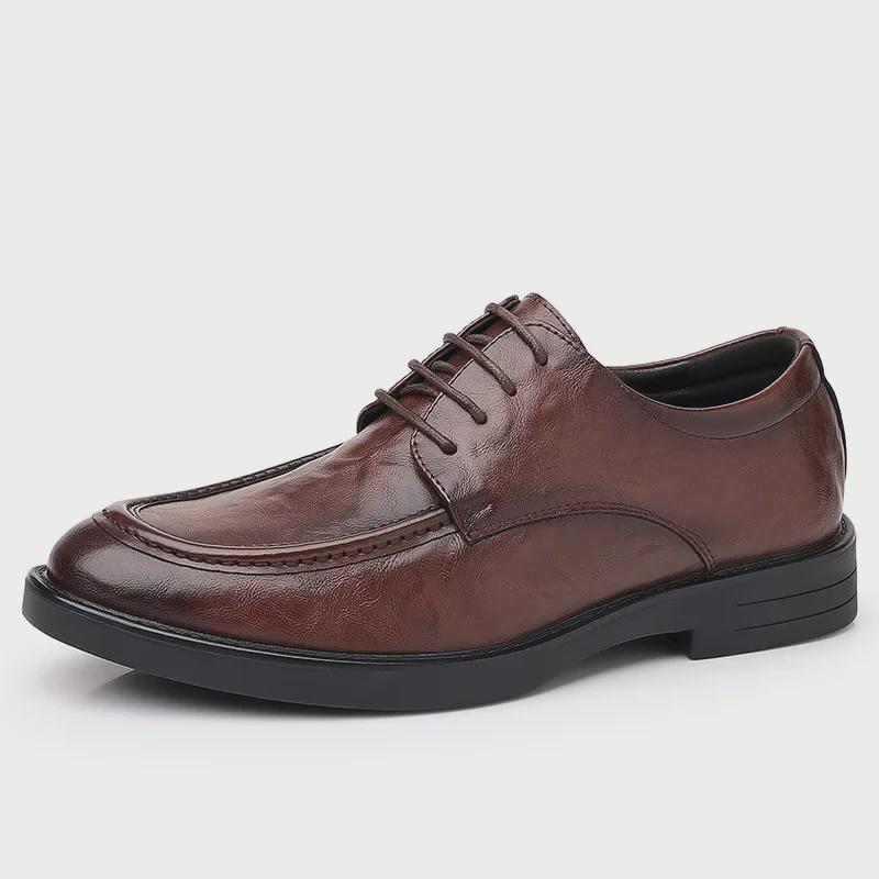 Men's Hand-Scratched Leather Shoes for Spring & Autumn - Business, Casual, Wedding, British & Korean Styles