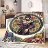 JoJo's Bizarre Adventure Cartoon Flannel Blanket, Printed Style for Beds and Chairs, Warm Bedding, Travel Picnic Use_LIAN