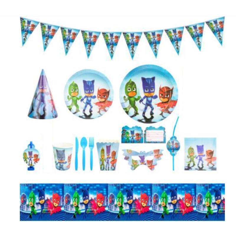Kids Pjmask Birthday Party Supplies Tableware Decoration Plates Cartoon Cups