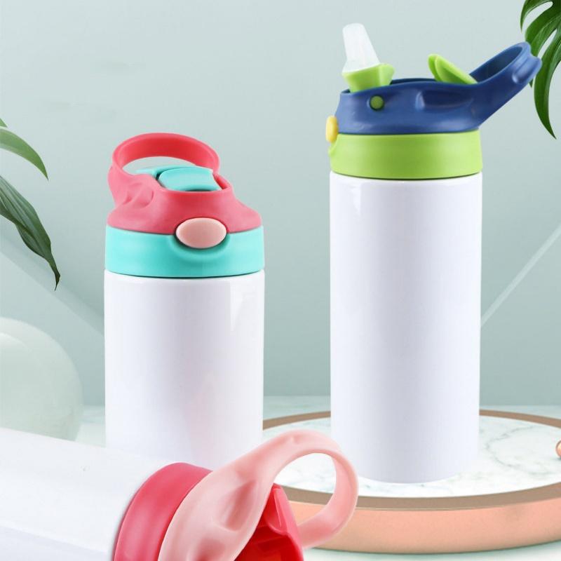 Outdoor Simple Solid Color Stainless Steel Vacuum Thermos Cup with Straw with Handle Children's Water Cup Portable Sports Cup