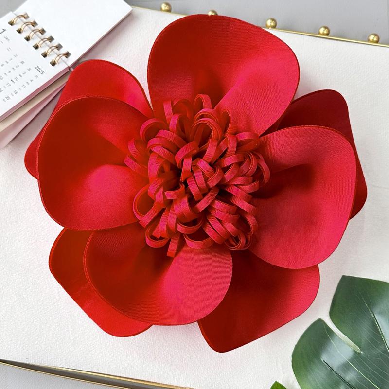 Large 3D Flower Brooch for Women Wedding Bridal Corsage Pin Flower Jewelry Dress Blazer Jacket Accessory Handmade Applique New