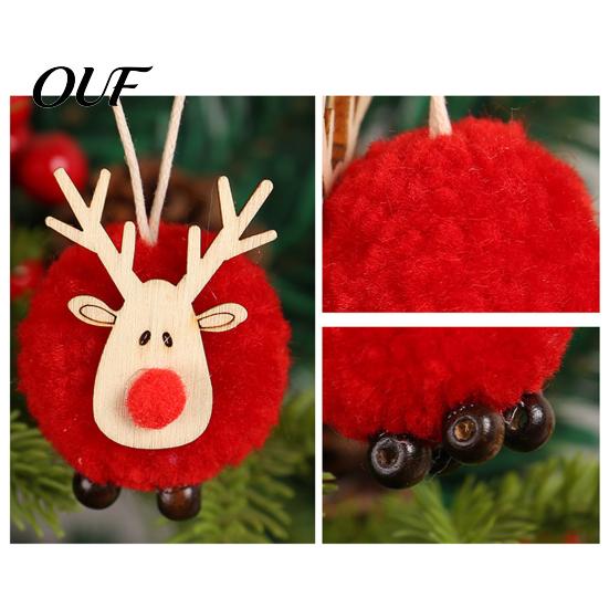 Soft Texture Holiday Tree Ornaments Christmas Felt Elk Hanging Ornaments, Cute Fuzzy Pom Reindeer Rustic Style Decorations Pendant, Party Winter