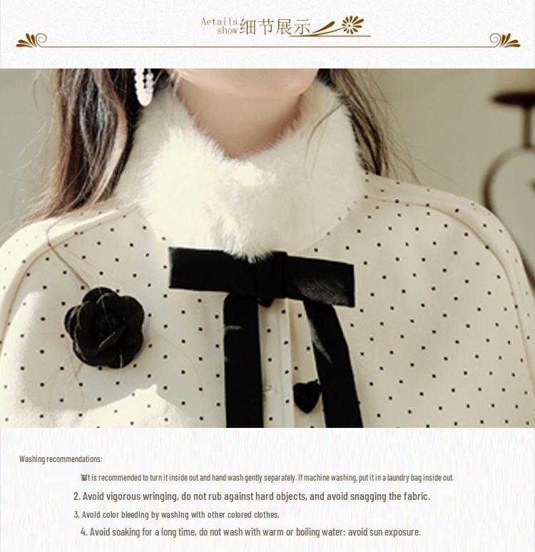 2025 Autumn/Winter Retro Artistic Polka Dot Dress & Cape Set - Elegant Long Lady-Like Style