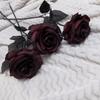 1Pc Simulation Halloween Gothic Black Retro Rose Silk Flower for Holiday Hand Bouquet Outdoor Yard Garden Home Decoration