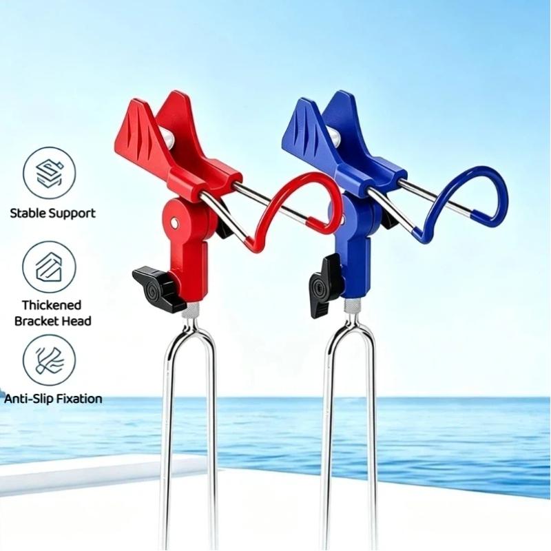 1Pcs Heavy Duty Portable Foldable Stand 360° Adjustable Fishing Rod Holder With Ground Spike For Bank