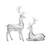 Silver Deer 2PCS Electroplated Silver Deer Figurine Handicraft Piece Resin Sculpture Christmas Center Table Decorations