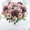 1PC Artificial Flowers Silk Rose Peony Bouquet Hydrangea Carnation Vases for Home Party Winter Wedding Decoration Fake Plant