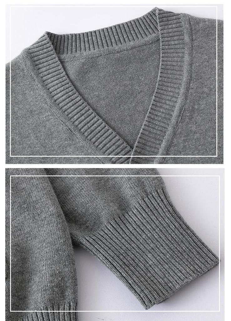 Children's V-Neck Knit Cardigan, Parent-Child Matching, Medium/Large, Spring/Autumn, Thin Academy Style Sweater.