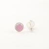 Rose Chalcedony Gemstone 925 Stamped Silver Jewelry Handmade Stud Earrings 0.53" EE-147-15