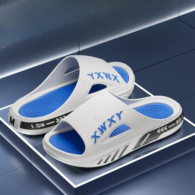 Men Slippers Non-slip Bathroom Slippers Home Shoes Open Toed Thick Soft Sole Breathable Comfort Flat Platform Indoor Slippers