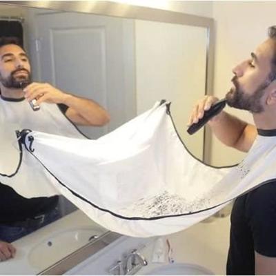 Zástěra na vousy - Gentleman - Bryndák na zachytávání chloupků - Perfektní dárek - Bílý - Nezbytný doplněk