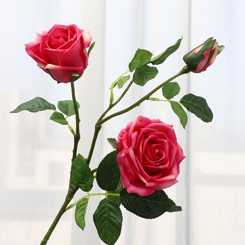 

European 3-head French feel rose simulated bouquet hotel furniture decoration fake flower