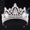 DIEZI Baroque Luxury 17 Colors AB Rhinestone Crystal Tiara For Women Wedding Party Elegant Bridal Bride Crown Hair Accessories