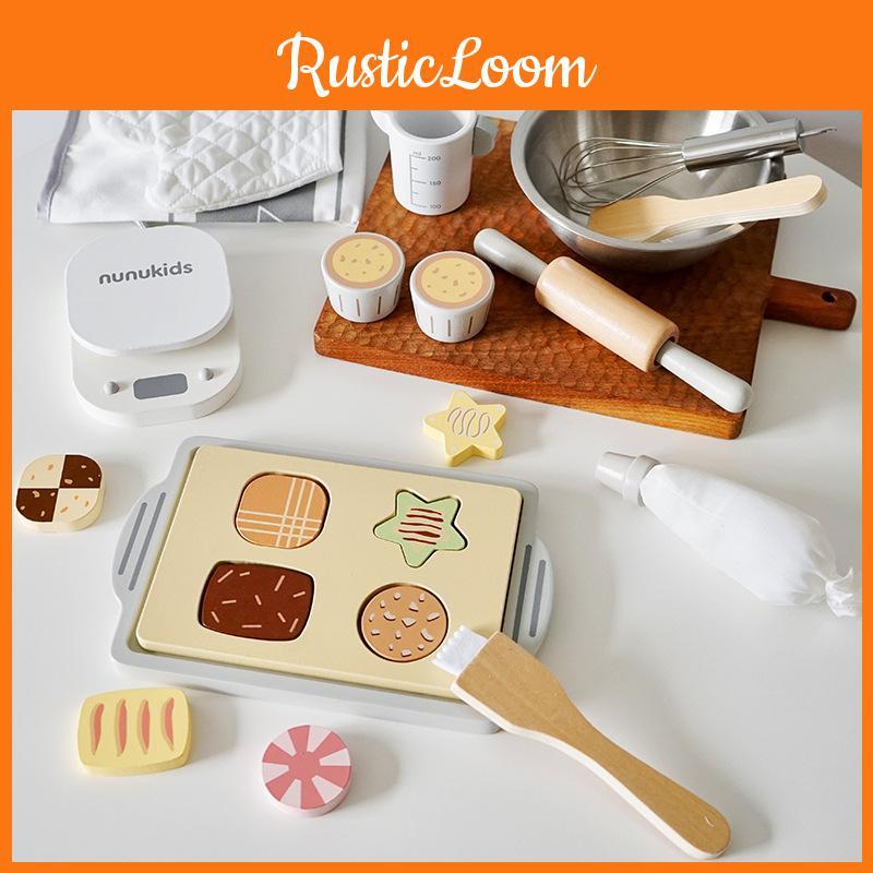 Baking Kids Playset With Wooden Kitchen Toy For Imaginative Cooking Learning And