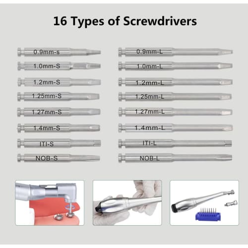 Dental Universal Implant Torque 16-Piece Driver Wrench with Spare Latch Head