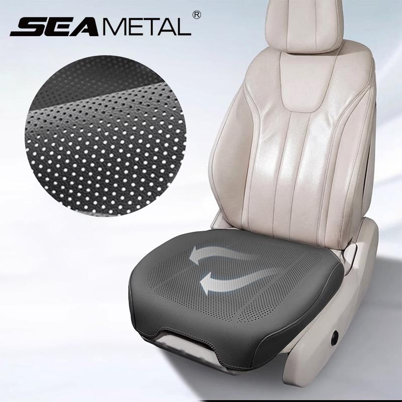 SEAMETAL Кожаная Подушка на Сиденье Автомобиля Летняя Охлаждающая Подушка Вентиляция Всесезонная Универсальная Подушка на Сиденье Полностью Охватывающая Комфорт 1pc front seat bottom чёрный