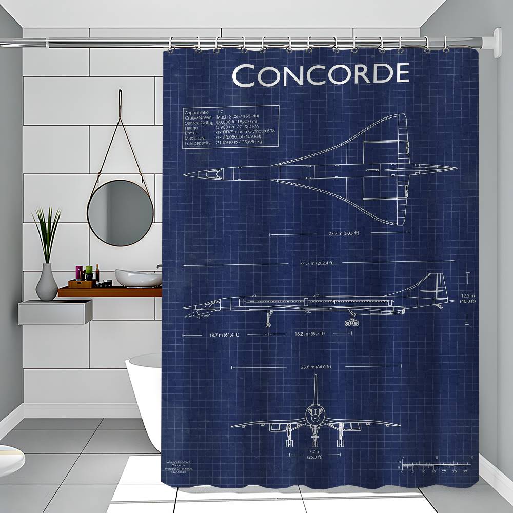 Air Force Flugzeug Airbus Patentdrucke Flugzeug 1 Stück Bedruckter Duschvorhang Wasserdicht Waschbar Mit 12 Haken Badezimmer Dusche Zuhause