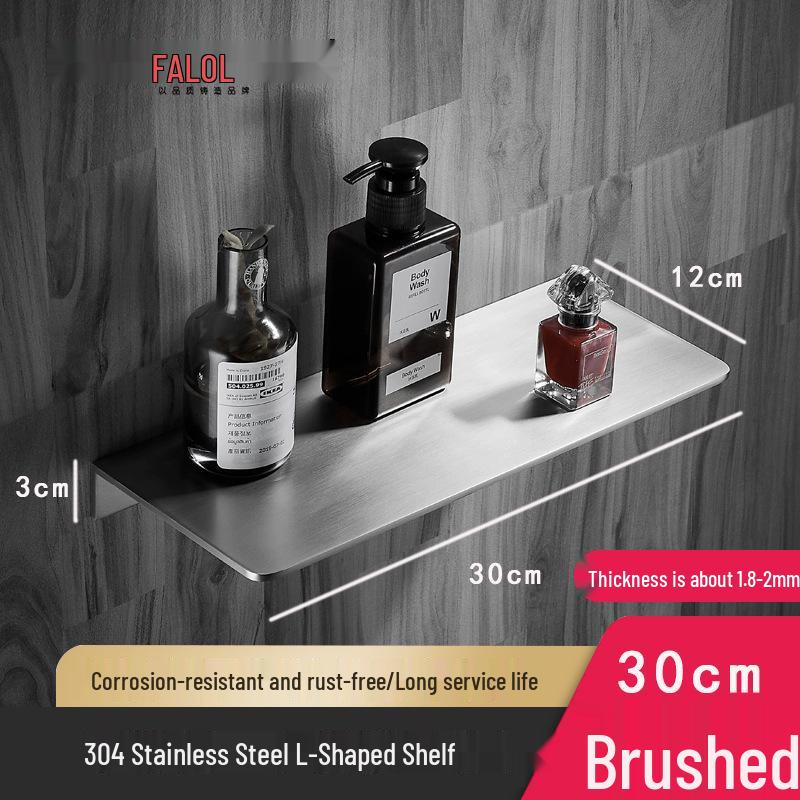 Gunmetal Gray Wall-Mounted Bathroom Shelf - 304 Stainless Steel Vanity Mirror Front Storage Rack