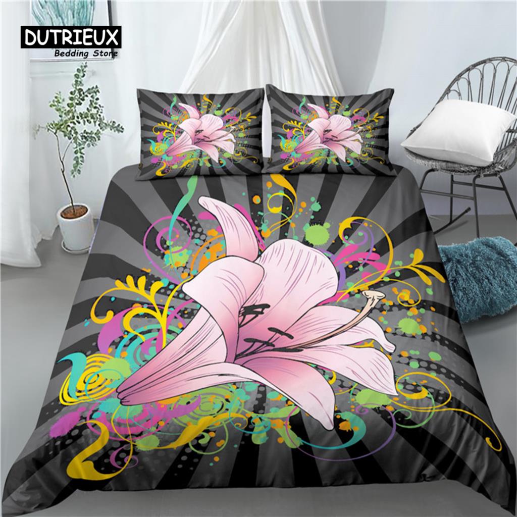 Comforter Home Living Luxury 3D Flower Print 2/3Pcs Comfortable Bedding Sets Queen And King Eu/Us/Au Size