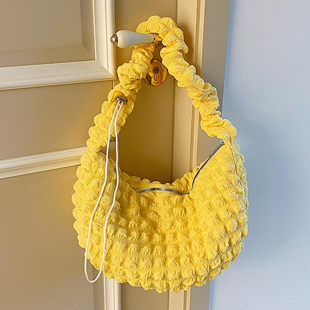 

Women Quilted Shoulder Bag Solid Color Puffy Underarm Bag Adjustable Shoulder Straps Versatile Ladies Girls Trendy Bag жовтий