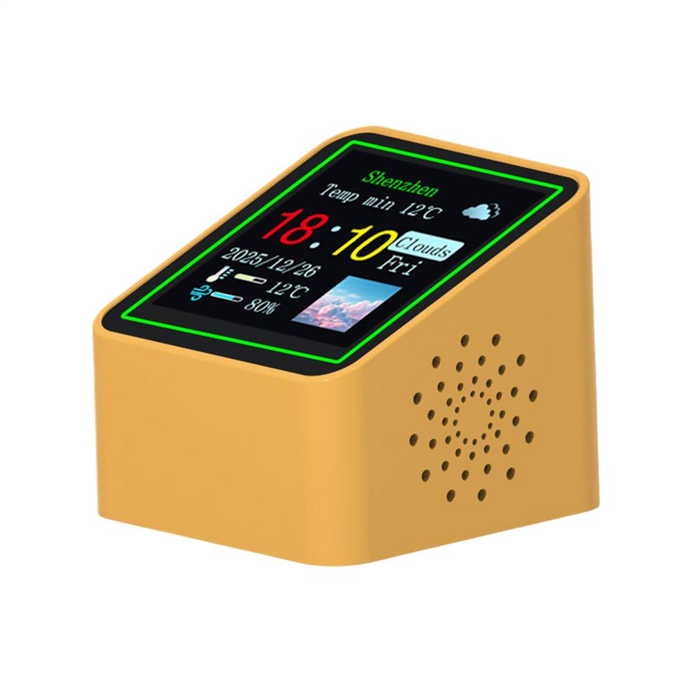 

Weather Clock Smart Temp And Humidity Sensor Desk Small Digital Indoor Weather Station For Home For Bedside Kitchen Bathroom оранжевый