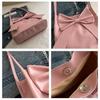 Japanese Solid Color Large Capacity Bow Tote Handbag: New Fashionable Simple Underarm Bag