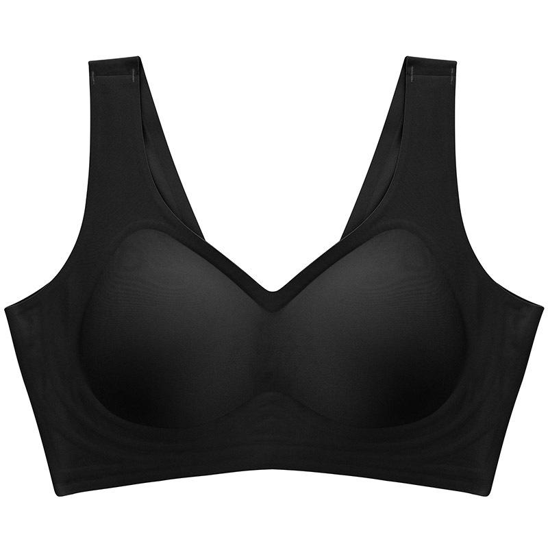 Large size European and American steel rimless full cup thin large chest gathered seamless bra underwear