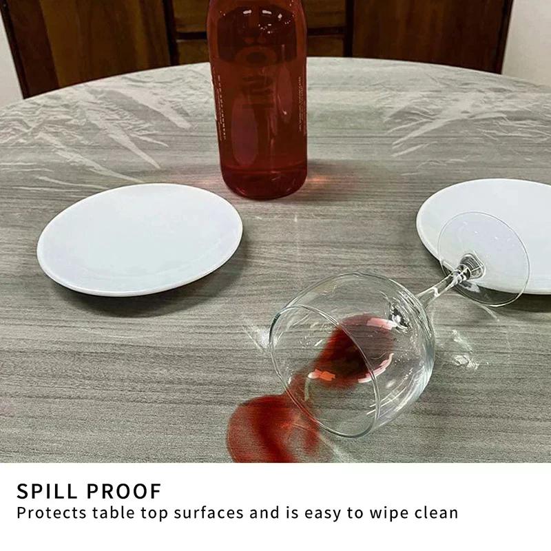 10pcs Fitted Round Tablecloth Transparent Waterproof Oil-Proof Table Cover Protector Cloth Dinning Table Table Covers Home