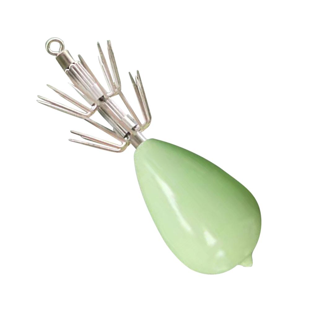 Fluoresent Cuttlefish Sleeve Squid Jig 6cm Crank Soft Rubber Hook Glow in Dark 22/60g for Night Fishing Freshwater