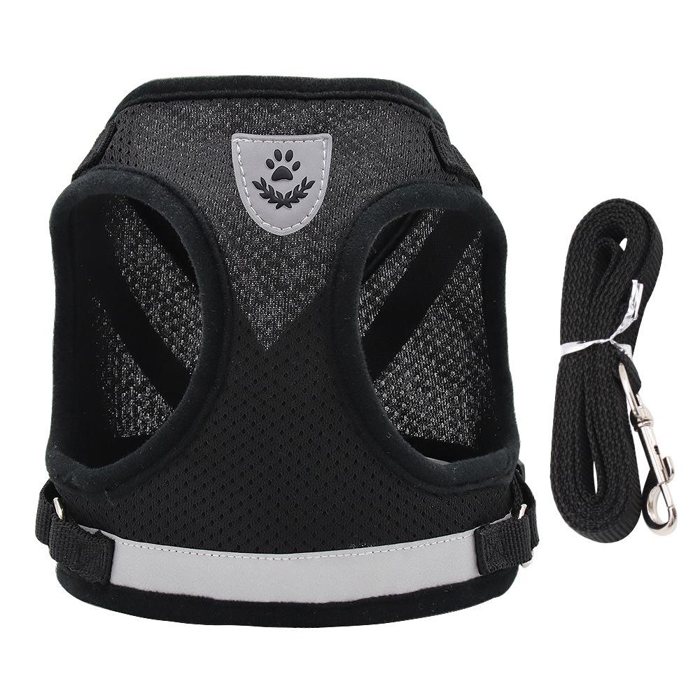 Reflective Breathable Vest-Style Dog & Cat Harness and Leash Extra Small