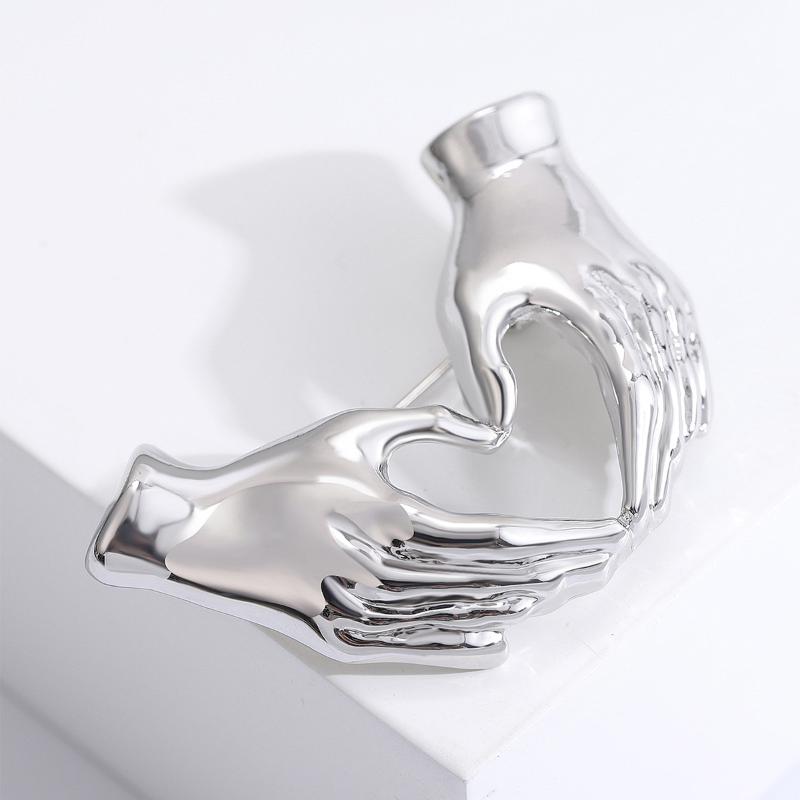 Hand Pose Heart Brooches For Unisex Office Casual Party Jewelry Unique Hands Brooch Pins Gifts