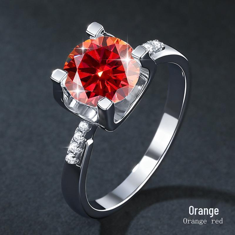 Women's 1 Carat Moissanite Bull Head Waist Ring, Sterling Silver, Four-Prong, Light Luxury Engagement and Wedding.