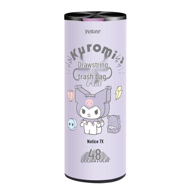 Kuromi Thickened Drawstring Kitchen Trash Bags - 100 Large Handheld Plastic Bags
