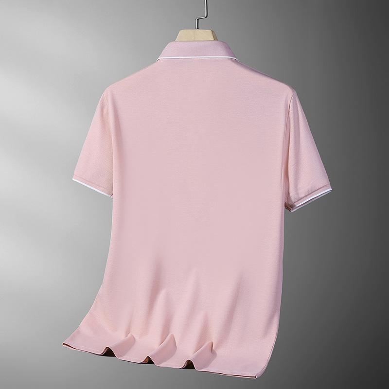 Letní pánské jednobarevné polokošile s krátkým rukávem prodyšné volné ležérní pánské tričko s krátkým rukávem
