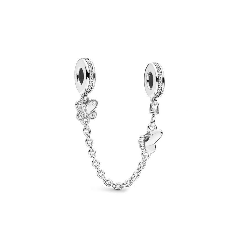 New 925 Silver Butterfly Stars & Moon Sunflower Safety Chains Spacer Beads Charms Fit Original Bracelets DIY Jewelry