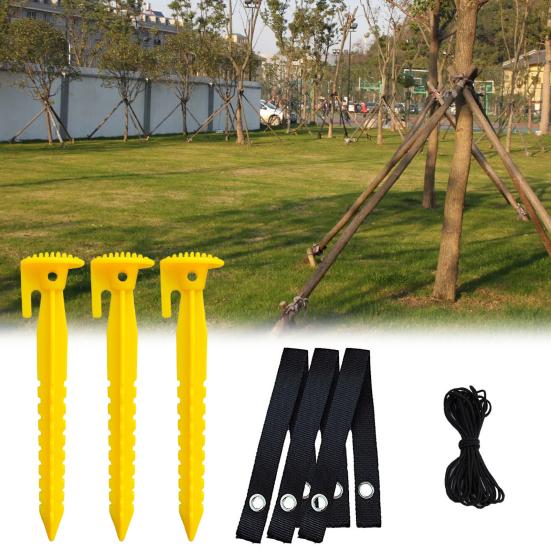 1 Set Baum-Korrektur-Pflanzen-Stützanker, flach gewickelt, hochfestes Seil, Kunststoff-Baumabsteck-Set für Innenhöfe
