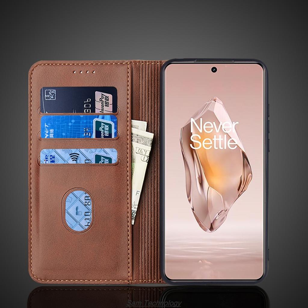 Magnetic Attraction Leather Case for Oneplus 12R / Oneplus12R / 1+12R Holster Flip Cover Case Wallet Phone Bags Fundas Coque